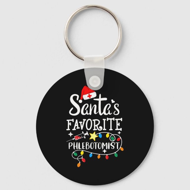 Santa's Favorite Phlebotomist Christmas Phlebotomy Key Ring (Front)