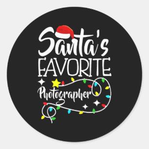 Santa's Favorite Photographer Christmas Lights San Classic Round Sticker