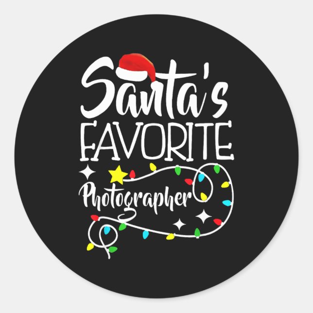 Santa's Favorite Photographer Christmas Lights San Classic Round Sticker (Front)