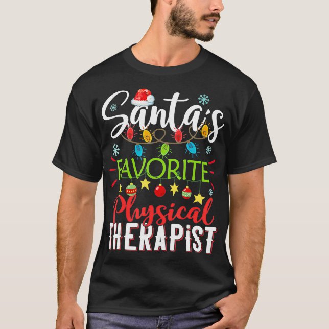 Santas Favorite Physical Therapist Santa Hat Chris T-Shirt (Front)