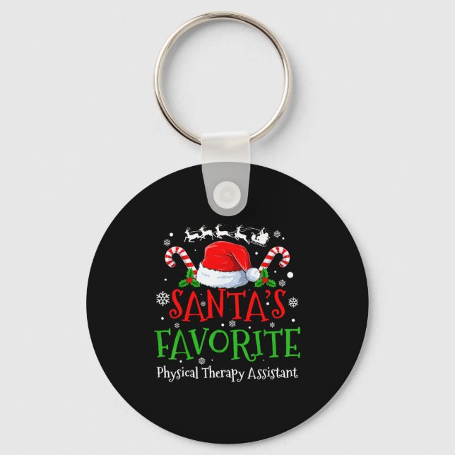 Santa's Favorite Physical Therapy Istant Christmas Key Ring (Front)