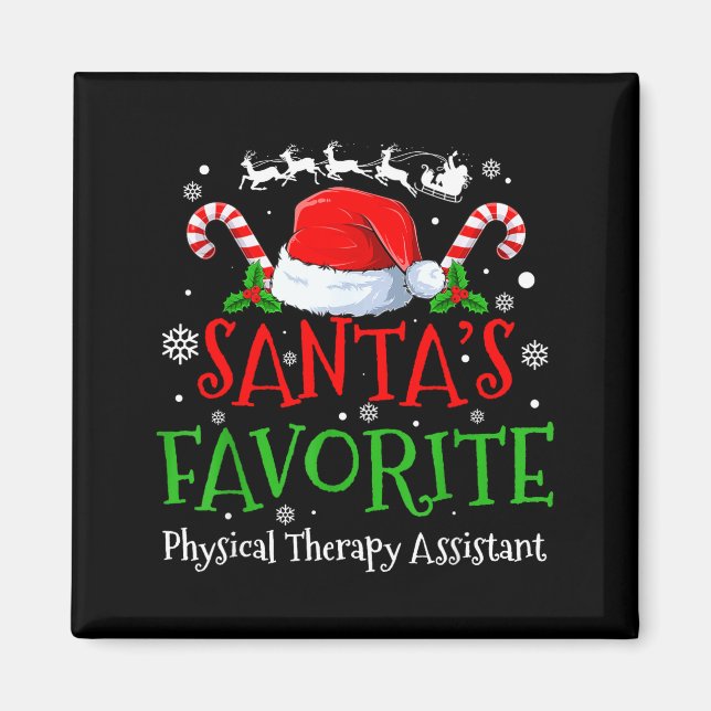 Santa's Favorite Physical Therapy Istant Christmas Magnet (Front)