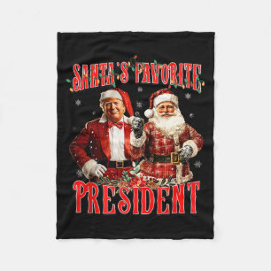 Santas Favorite President Funny Trump Christmas Pa Fleece Blanket