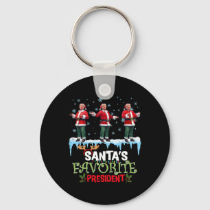 Santa's Favorite President Santa Trump Dance Funny Key Ring