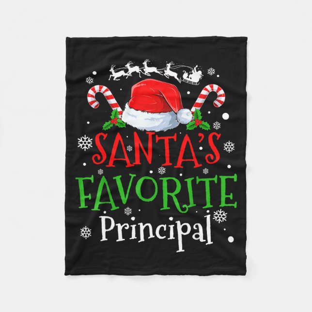 Santa's Favorite Principal Christmas Party  Fleece Blanket (Front)