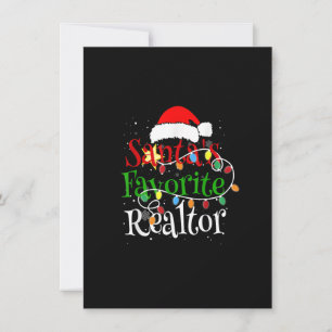 Santa's Favorite Realtor Christmas Santa Hat Light Invitation