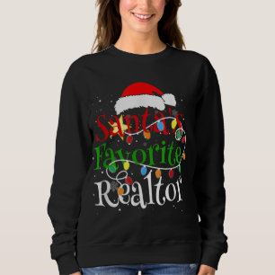 Santa's Favorite Realtor Christmas Santa Hat Light Sweatshirt