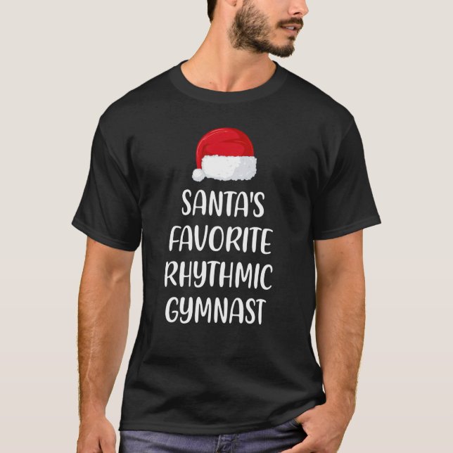 Santas Favorite Rhythmic Gymnast Christmas Gymnast T-Shirt (Front)