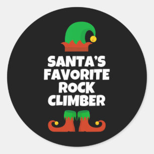 Santas Favorite Rock Climber Hat Christmas Funny P Classic Round Sticker