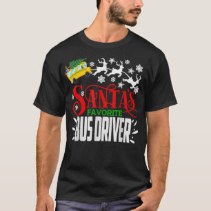 Santa's Favorite School Bus Driver Christmas Pajam T-Shirt