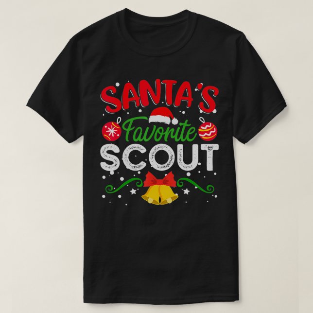 Santa's Favorite Scout  Funny Scout Christmas  T-Shirt (Design Front)