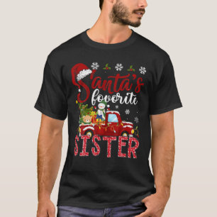 Santa's Favorite Sister Funny Christmas Santa Hat T-Shirt