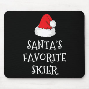 Santa's Favorite Skier Christmas Hat Funny Xmas Sk Mouse Mat