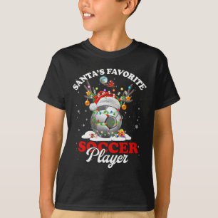 Santa's Favorite Soccer Player Christmas Pajama T-Shirt