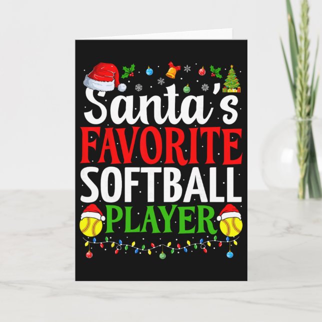 Santa's Favorite Softll Player Funny Christmas Sof Card (Front)