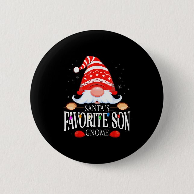 Santa's Favorite Son Gnome Matching Christmas Paja 6 Cm Round Badge (Front)