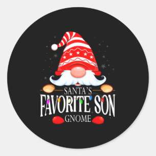 Santas Favorite Son Gnome Matching Christmas Paja Classic Round Sticker