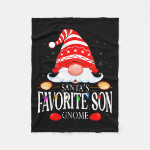 Santas Favorite Son Gnome Matching Christmas Paja  Fleece Blanket