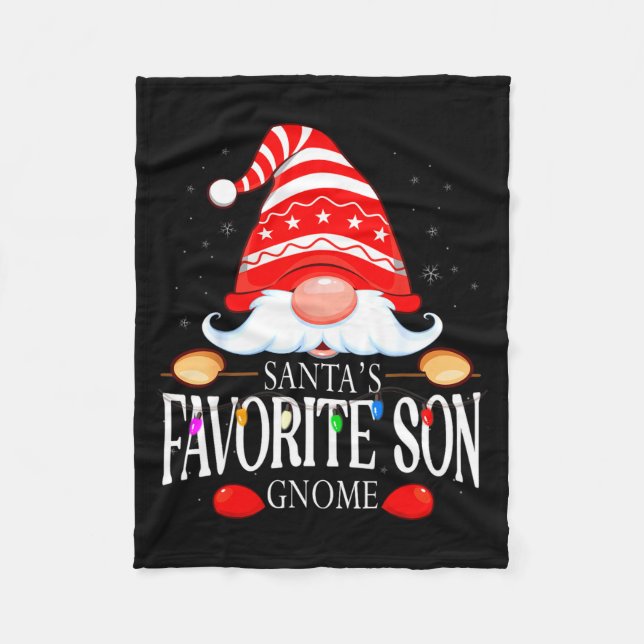 Santas Favorite Son Gnome Matching Christmas Paja  Fleece Blanket (Front)