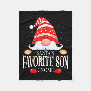 Santa's Favorite Son Gnome Matching Christmas Paja Fleece Blanket
