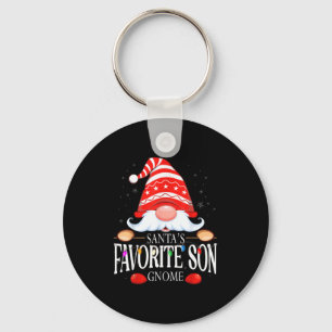 Santa's Favorite Son Gnome Matching Christmas Paja Key Ring