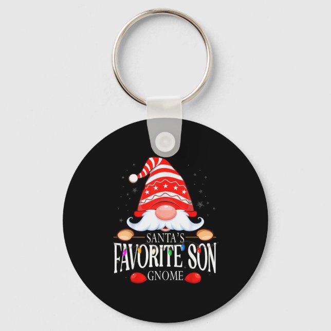 Santa's Favorite Son Gnome Matching Christmas Paja Key Ring (Front)