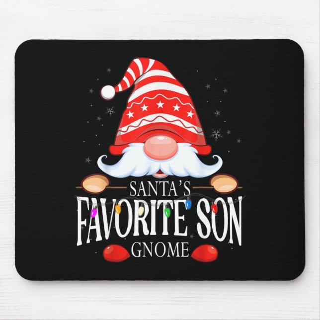 Santa's Favorite Son Gnome Matching Christmas Paja Mouse Mat (Front)