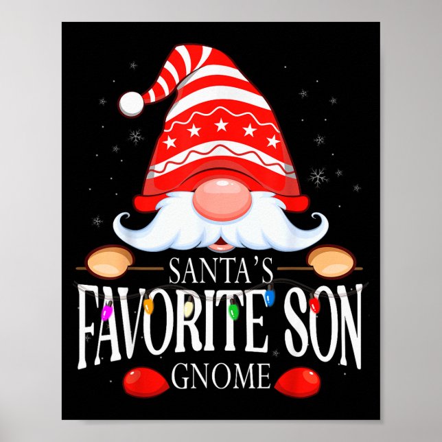 Santa's Favorite Son Gnome Matching Christmas Paja Poster (Front)