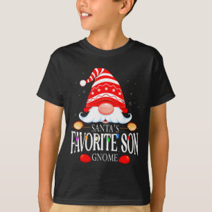 Santas Favorite Son Gnome Matching Christmas Paja T-Shirt