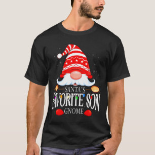 Santas Favorite Son Gnome Matching Christmas Paja T-Shirt