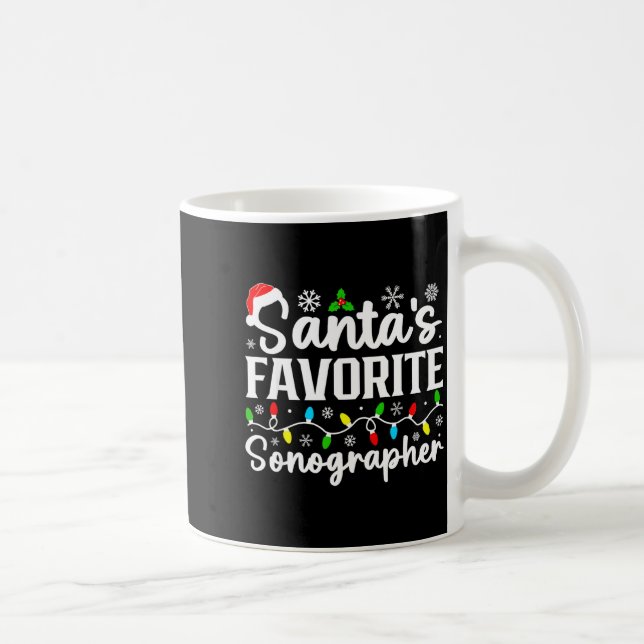 Santa's Favorite Sonographer Funny Christmas Famil Coffee Mug (Right)