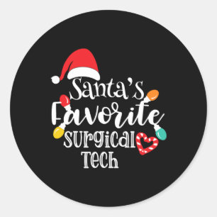 Santa's Favorite Surgical Tech Christmas Lights Sa Classic Round Sticker