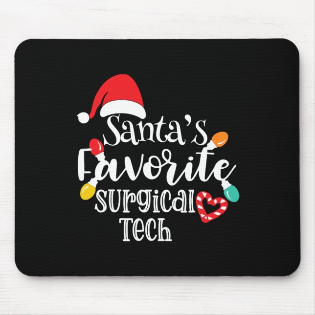 Santa's Favorite Surgical Tech Christmas Lights Sa Mouse Mat (Front)