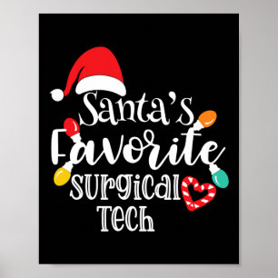 Santa's Favorite Surgical Tech Christmas Lights Sa Poster