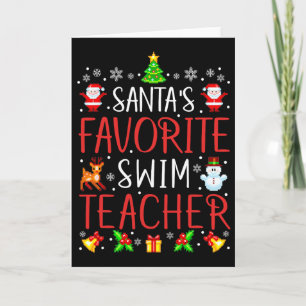Santa's Favorite Swim Teacher Xmas Matching  Card