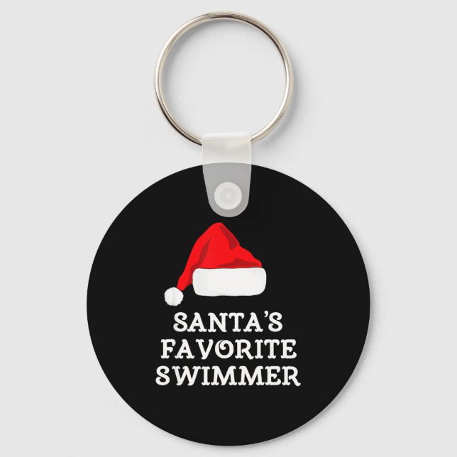 Santa's Favorite Swimmer Christmas Funny Xmas Swim Key Ring (Front)