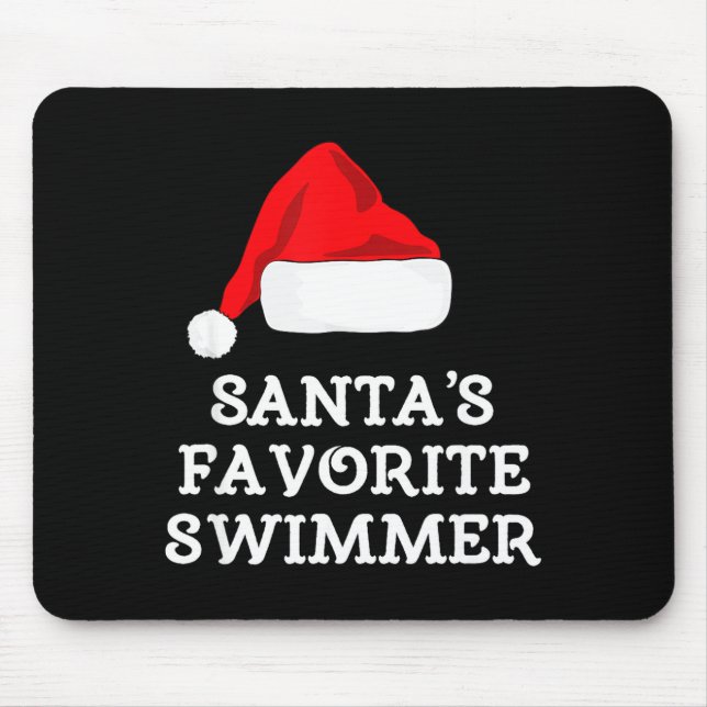 Santa's Favorite Swimmer Christmas Funny Xmas Swim Mouse Mat (Front)