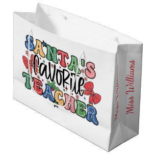 Santa's Favorite Teacher Christmas Gift Bag