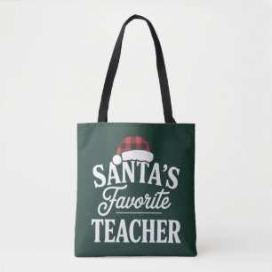Santa's Favorite Teacher Christmas Teach Students Tote Bag