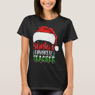 Santa's Favorite Teacher Fun Christmas Teacher  T-Shirt