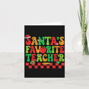 Santas Favorite Teacher Retro Groovy Christmas Xma Card
