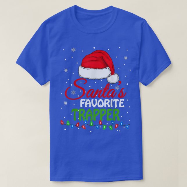 Santa's Favorite Trapper Santa Hat Lights  T-Shirt (Design Front)