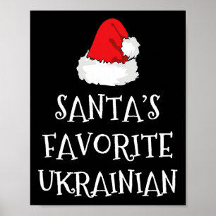 Santa's Favorite Ukrainian Christmas Funny Hat Xma Poster