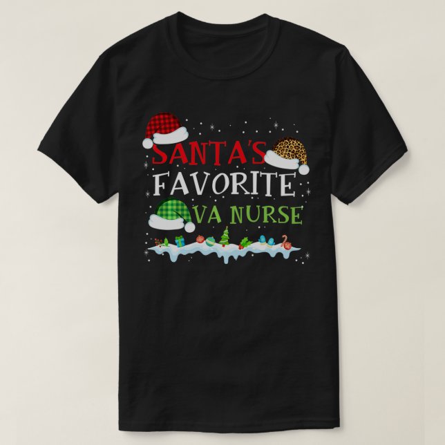 Santa's Favorite VA Nurse Funny Christmas Gift  T-Shirt (Design Front)