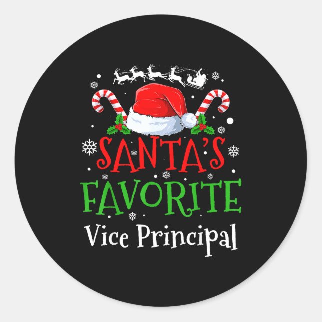 Santa's Favorite Vice Principal Christmas Party  Classic Round Sticker (Front)