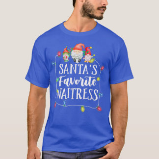 Santa's Favorite Waitress Christmas Gnomes Waiting T-Shirt