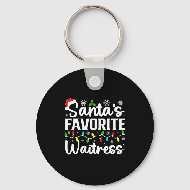 Santa's Favorite Waitress Funny Christmas Family M Key Ring (Front)