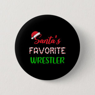 Santas Favorite Wrestler Funny Wrestling Christmas 6 Cm Round Badge