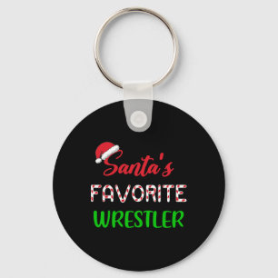 Santas Favorite Wrestler Funny Wrestling Christmas Key Ring
