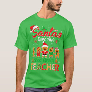 Santas Favourite 2nd Grade Teacher Cookie Xmas Hat T-Shirt